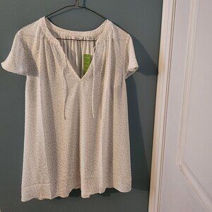 Women's Blouse, White with Black Dots, Cap Sleeves, Size XXL, NWT